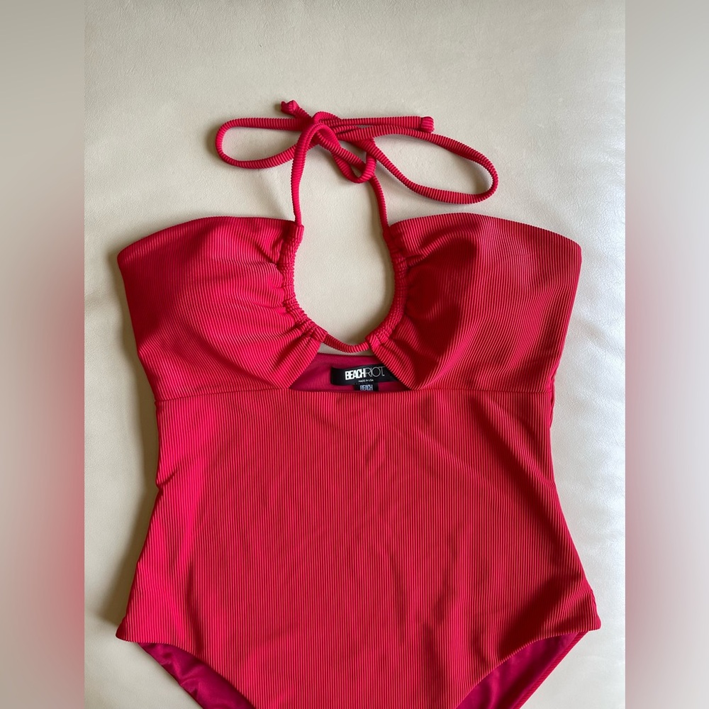 Beach Riot Phoenix Halter One-Piece Swimsuit; Color: Red; Size: Large - Picture 13 of 16